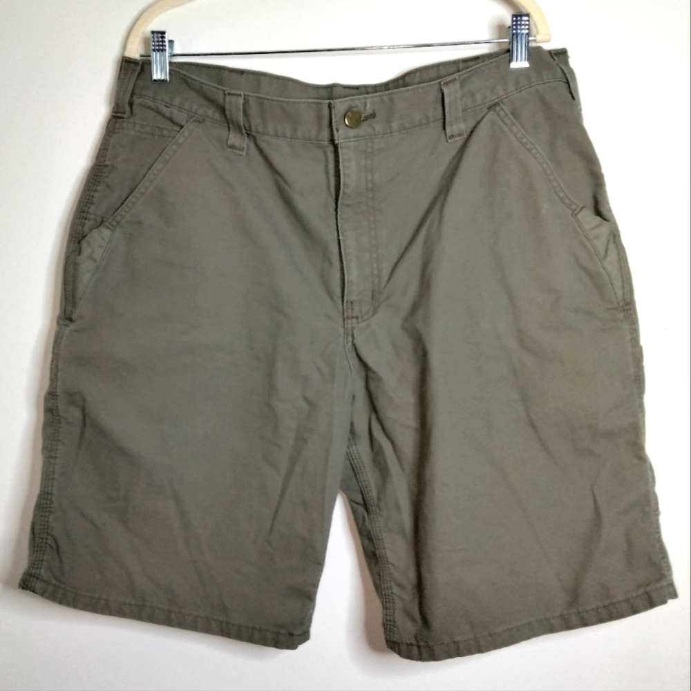 Carhartt (Size 38) Men's Dark Khaki 100% Cotton Rugged Relaxed Fit Cargo Shorts